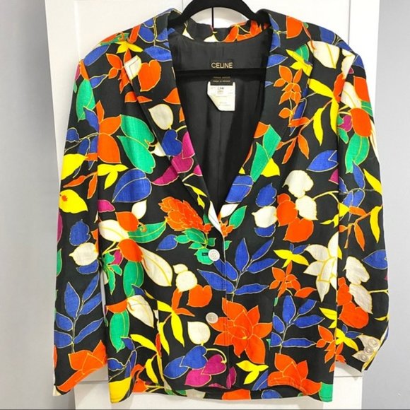 Céline Paris Vintage Linen Floral Print Blazer - Picture 3 of 12